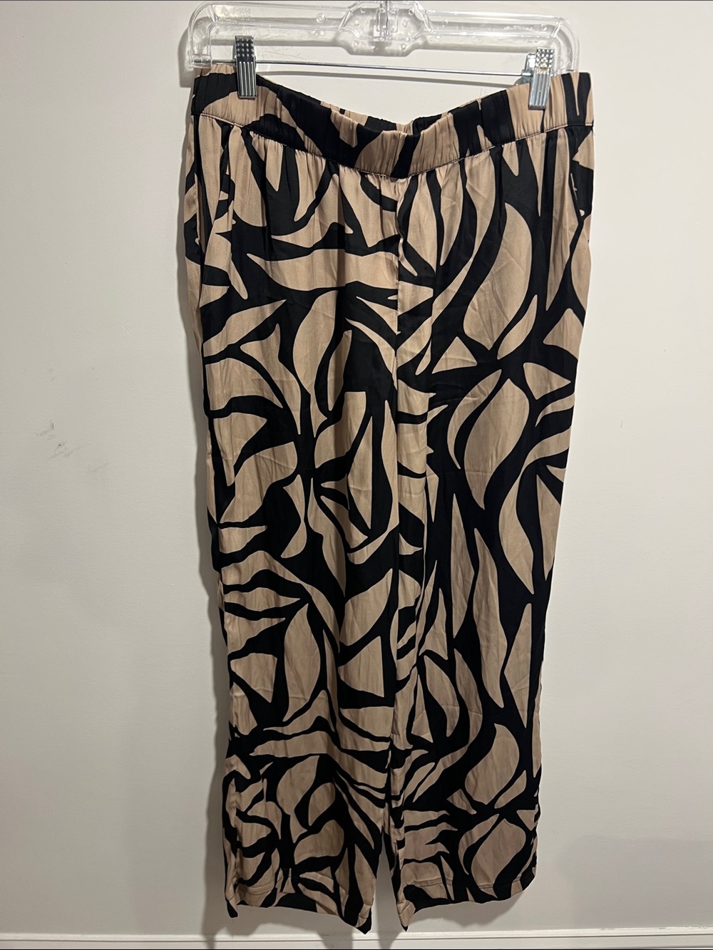Philosophy Black and Beige Wide-Leg Pant with Abstract Print Size Large